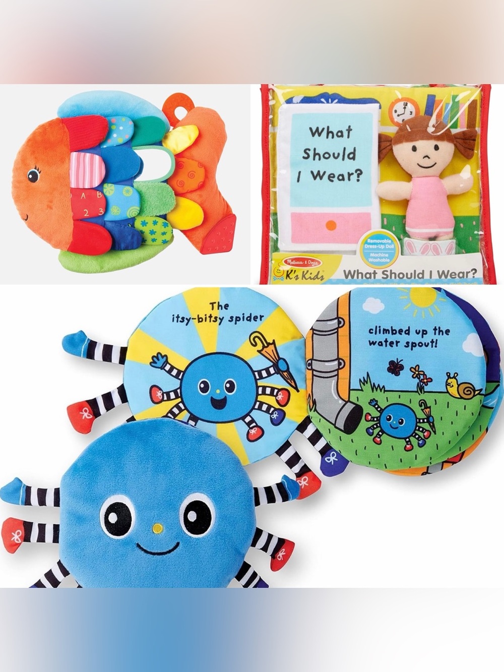 ❤️ Melissa & Doug Sensory Bundle Flip Fish Itsy Bitsy Spider What Should I Wear